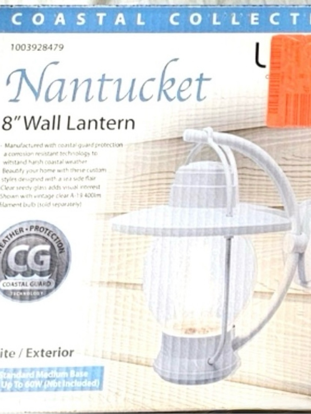 Nantucket Coastal Collection White Outdoor Wall Lantern NIB